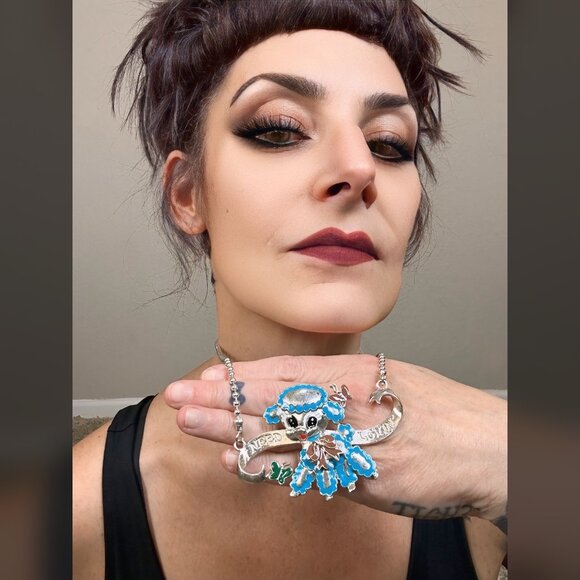 Mo'C Lamb Pendant Kitsch 'n' Kouture Kawaii Easter Cartoon Tattoo Art Necklace - Picture 1 of 6